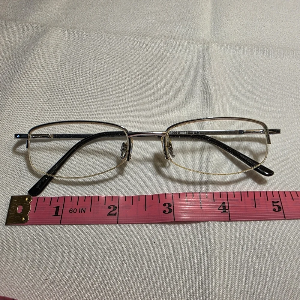 Semi-Rimless Goldtone Metal Frame Reading Glasses +1.5 Power